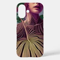 Woman in Monstera Deliciosa Leaves iPhone 16 Case