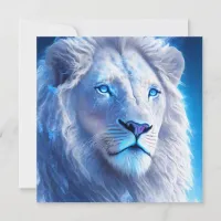 Beautiful White Mystical Lion with Blue Eyes  