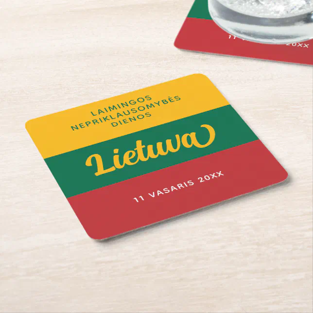 Lithuania Independence Day National Flag Square Paper Coaster