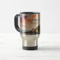 Watercolor Sketch Byron Bay Lighthouse Monogram | Travel Mug