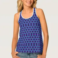 Purple Blue Circles & Triangles Geometric Pattern Tank Top