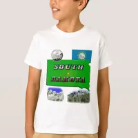 South Dakota Map, Photo Text, Faux Quarter T-Shirt