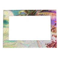 Abstract Rainbow Palm Tree Caribbean Vacation Magnetic Frame