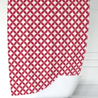 Red and White Geometric Shower Curtain