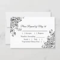 Black and White Wedding RSVP card