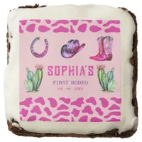 Western Cowgirl First Rodeo Pink Girls Birthday Brownie