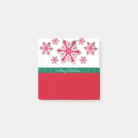 Merry Christmas Snowflakes & Green Plaid Ribbon Post-it Notes