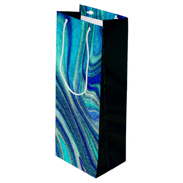 Elegant Aquamarine Paua Rainbow Shell Inspired Wine Gift Bag