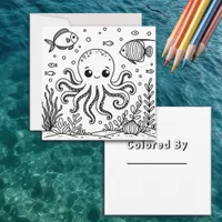 Cute Octopus and Fish | Kid's Coloring Page