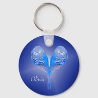 Blue budgie - personalize it!  keychain