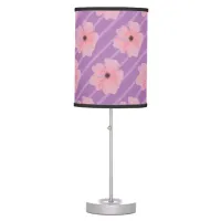 Pink Flowers And Stripes Table Lamp