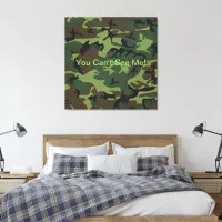 Military Green Camouflage Funny You Can't See Me Canvas Print