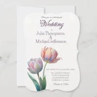 Romantic and Poetic Pastel Tulips Watercolor Invitation