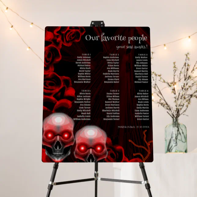 Scary red floral dark moody gothic skull halloween foam board
