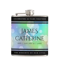 Chic 14th 24th 34th 43rd Opal Wedding Anniversary Flask