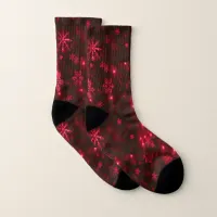 Deep Red & Bright Snowflakes All-Over-Print Socks