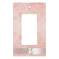 Monogram Metallic Rose Gold + Pink Glitter Marble Light Switch Cover