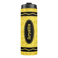 Yellow Glitter Crayon Custom Name Beverage Tumbler