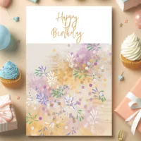 Abstract Floral Happy Birthday Greeting Card