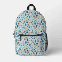 Summer beach with starfish, shells and pebbles printed backpack