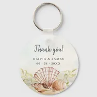 Seashells Beach Tropical Thank You Wedding Favor  Keychain