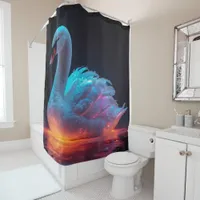 Swan Stained Glass Mosaic bathroom Shower Curtain