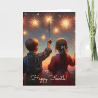 Happy Fourth | Children with Sparklers Card