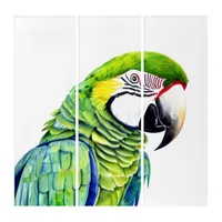 Green Amazon Parrot Ai Artwork Triptych