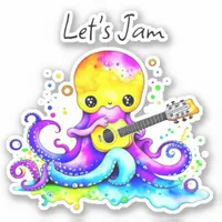 Let's Jam  | Octopus Playing Acoustic Guitar Sticker