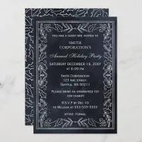 Navy Silver Elegant Corporate Holiday Party  Invitation