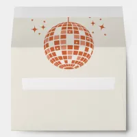 Retro Groovy 70s Cute Ivory Orange Disco Wedding Envelope