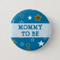 Mommy to be Blue and Gold Stars Button