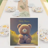 Teddy bear in a meadow, cute baby shower  napkins