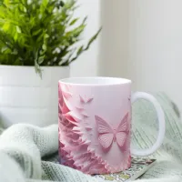 Delicate Wings: Pink 3D Butterfly Symphony Mug