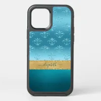 Elegant Turquoise Gold Glam Metallic Personalized OtterBox Symmetry iPhone 12 Case