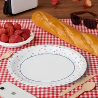 White Center with Blue Border and Patriotic Stars  Paper Plates