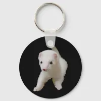 White Baby Ferret Keychain