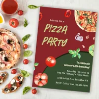 Pizza Party Italian Modern Kids Birthday Party Invitation