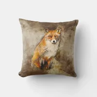 Cute Red Fox Wildlife Art Throw Pillow