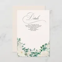 Elegant Boho Summer Spring Ivory Floral Wedding Enclosure Card