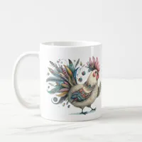 Fantasy Chicken or Rooster Folk Art Illustration Coffee Mug