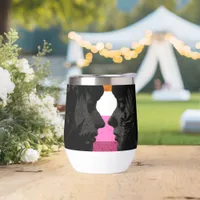 Lesbian Flag with Two Woman Silhouettes  Thermal Wine Tumbler