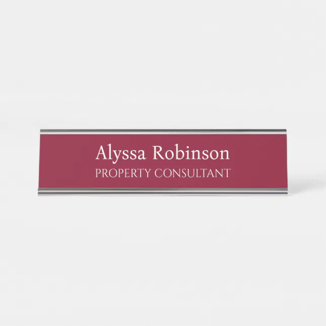 Burgundy Professional Desk Name Plate