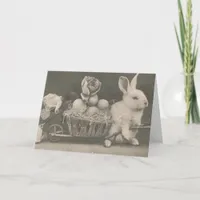 Adorable Vintage Easter Rabbit, Birthday Holiday Card