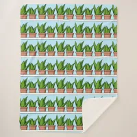 Shelves of Aloe Vera Plants Ai Art Sherpa Blanket