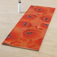 Red poppies pattern yoga mat