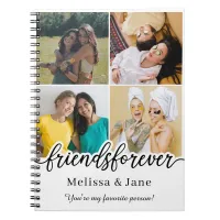 best friends forever cute 4 photos collage Black Notebook