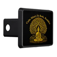 Intricate Gold Buddha Surrounded by Lush Foliage Hitch Cover