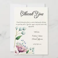 Elegant Floral Wedding Soft Botanical Romance Thank You Card