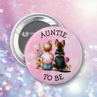 Baby and Puppy Auntie to be Baby Shower   Button